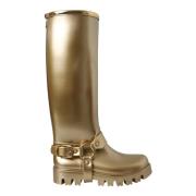 Gouden PVC regenlaarzen stijlvolle afwerking Dolce & Gabbana , Yellow ...