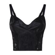 Zwart Satijnen Korset Top Dolce & Gabbana , Black , Dames