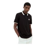 Klassieke Logo Patch Polo Shirt Moncler , Black , Heren