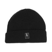 Emaille Badge Bolt Logo Beanie Neil Barrett , Black , Heren