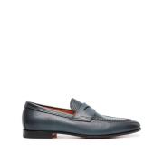 Stijlvolle Loafers voor Mannen Santoni , Blue , Heren