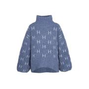 Blauwe Chunky Sweater met Iconische H's Hést , Blue , Dames