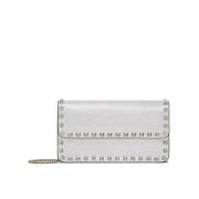 Elegante Leren Clutch Tas Valentino Garavani , Gray , Dames