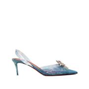 Denim Slingback Pumps Amina Muaddi , Blue , Dames