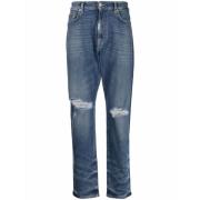 Vintage Distressed Straight Leg Denim Jeans Represent , Blue , Heren