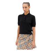 Gebreide Polo Shirt Burberry , Black , Dames