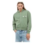 Zip Sweatshirt Cotton Fleece Hoodie Jacquemus , Green , Heren