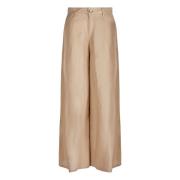 Wijde Linnen Broek Emporio Armani , Beige , Dames