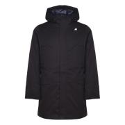 Zwarte Nylon Trenchcoat met Capuchon K-Way , Black , Heren