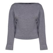 Grijze Tricot Boothals Trui Pinko , Gray , Dames