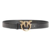 Zwart Leren Riem met Love Berry Pinko , Black , Dames