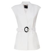 Witte mouwloze donsjas met tailleband Guess , White , Dames