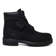 Zwarte Vetersluiting Rubberen Zool Laarzen Timberland , Black , Heren