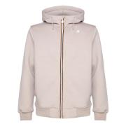 Beige Zip Hooded Sweatshirt Jacket K-Way , Beige , Heren