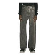 Coated-Felt Finish Jeans Rick Owens , Gray , Heren