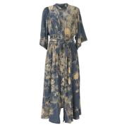 Pre-owned Silk dresses Dries van Noten Pre-owned , Blue , Dames