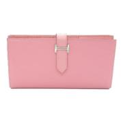 Pre-owned Leather wallets Hermès Vintage , Pink , Dames