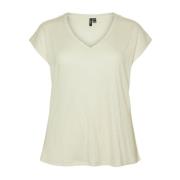 V-Neck Top Pristine/Gold Lurex Vero Moda , Beige , Dames