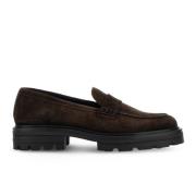 Bruine Saddle Mocassins met Extra-Lichte Zool Hogan , Brown , Heren