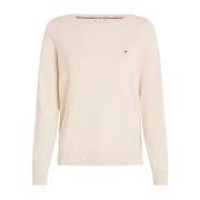 Jersey Stitch Boat-Neck Sweater Tommy Hilfiger , Beige , Dames