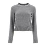 Kasjmier Wol Pullover Crew Neck Sweater Ami Paris , Gray , Dames