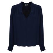 Blauw Gestreept Overhemd Lange Mouw V-Hals Elisabetta Franchi , Blue ,...