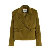 Corduroy Cropped Blazer Essentiel Antwerp , Green , Dames