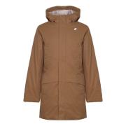 Bruine Nylon Trenchcoat met Capuchon K-Way , Brown , Heren