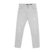 Grijze Distressed Denim Jeans Balmain , Gray , Heren