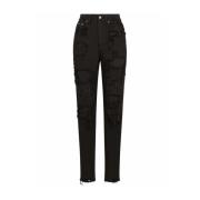 Denim Jeans met Distressed Finish Dolce & Gabbana , Blue , Dames