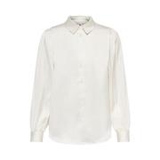 Pofmouw Satijnen Blouse Macadamia Only , White , Dames