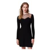 Zwarte Bloemen Geborduurde Jurk Twinset , Black , Dames