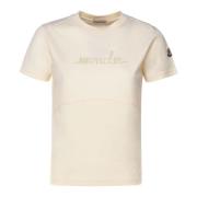 Witte Katoenen Jersey Crew Neck T-shirt Moncler , White , Dames