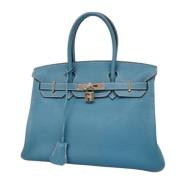 Pre-owned Leather handbags Hermès Vintage , Blue , Dames