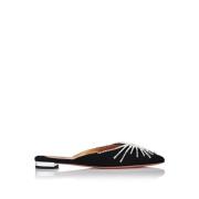 Elegante Muiltjes met Snakeskin Detail Aquazzura , Black , Dames