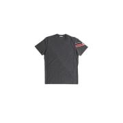 Grijze T-shirt met driekleurige strepen Moncler , Gray , Heren