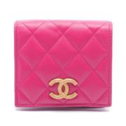 Pre-owned Leather wallets Chanel Vintage , Pink , Dames