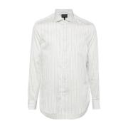 Wit Gestreept Logo Print Overhemd Emporio Armani , White , Heren