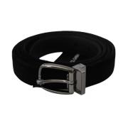 Zwarte Velvet Riem met Zilveren Gesp Dolce & Gabbana , Black , Dames