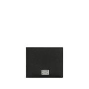 Zwarte Leren Bi-Fold Portemonnee Dolce & Gabbana , Black , Heren