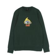 Donkergroene Crewneck Sweatshirt Lange Mouwen HUF , Green , Heren