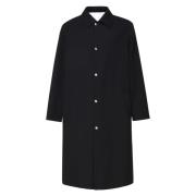 Zwarte Wollen Jas Knoopsluiting Zakken Jil Sander , Black , Heren