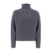 Zachte Gebreide Hoge Kraag Jumper Peserico , Gray , Dames