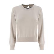 Elegant Monile Detail Sweater Brunello Cucinelli , Beige , Dames