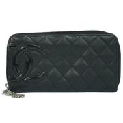 Pre-owned Leather wallets Chanel Vintage , Black , Dames