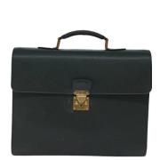 Pre-owned Leather briefcases Louis Vuitton Vintage , Green , Dames