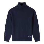 Blauwe Sweater Unisex Polo Stijl A.p.c. , Blue , Dames