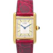 Pre-owned Leather watches Cartier Vintage , Beige , Dames