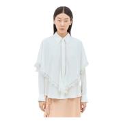 Zijden cape blouse met kantafwerking Chloé , White , Dames