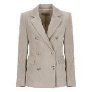 Beige Corduroy Blazer met Peak Revers D.Exterior , Beige , Dames